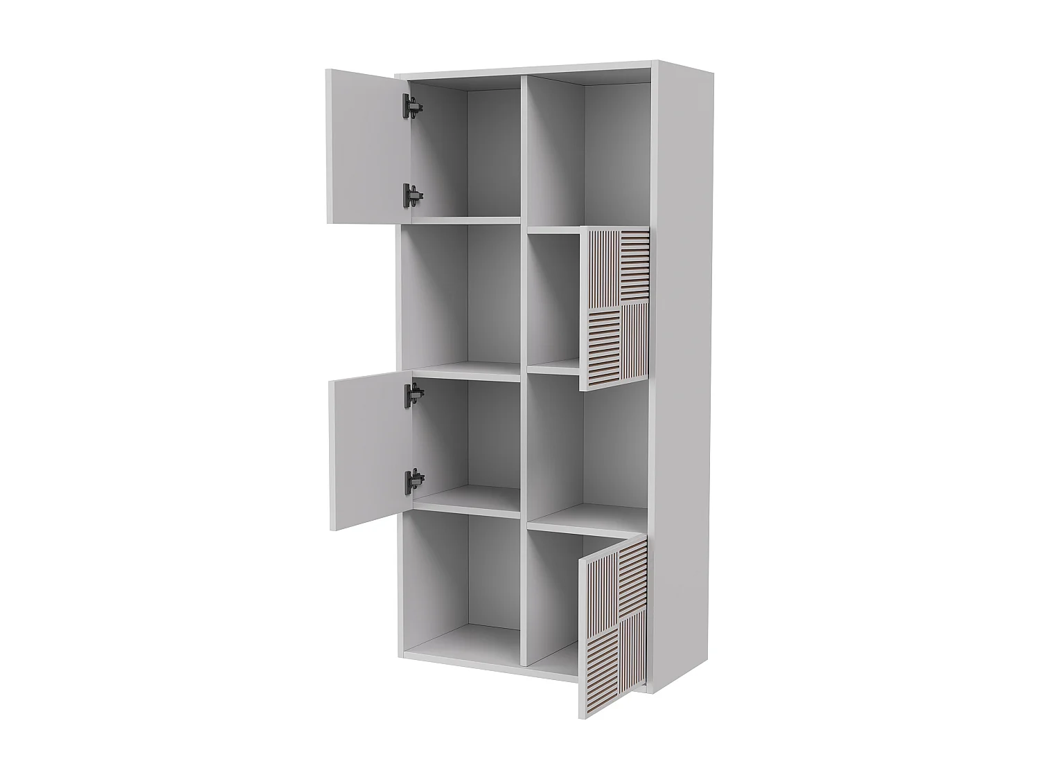 Étagère à cube - 125 x 30 x 60 cm - avec 8 compartiments et grille avant - Utilisation horizontale verticale - Blanc