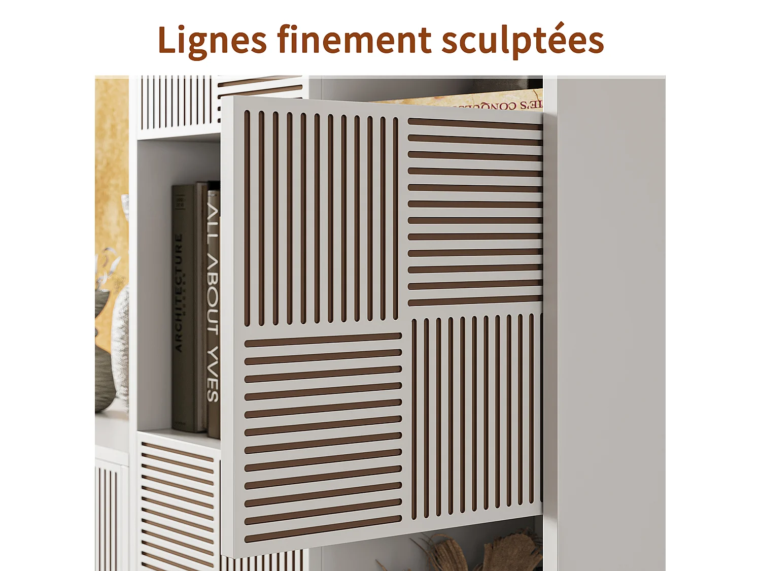 Étagère à cube - 125 x 30 x 60 cm - avec 8 compartiments et grille avant - Utilisation horizontale verticale - Blanc