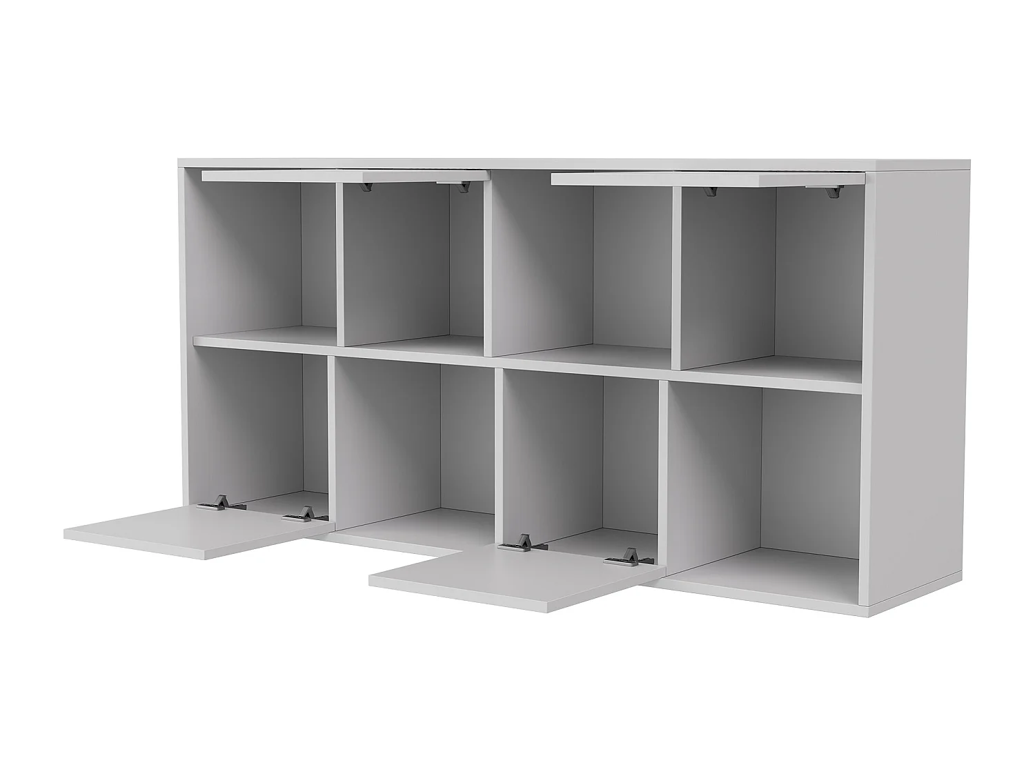 125 x 30 x 60 cm - Bibliothèque - avec 4 compartiments ouverts et 4 compartiments fermés - Utilisation horizontale verticale - Blanc