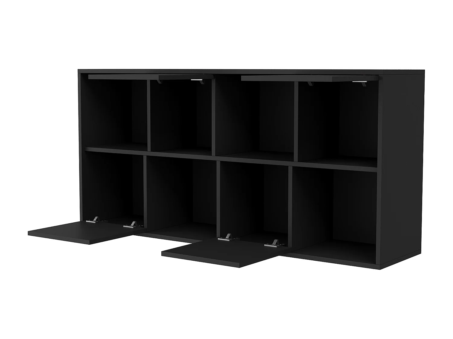 Étagère à cube - 125 x 30 x 60 cm - avec 8 compartiments et grille avant - Utilisation horizontale verticale - Noir