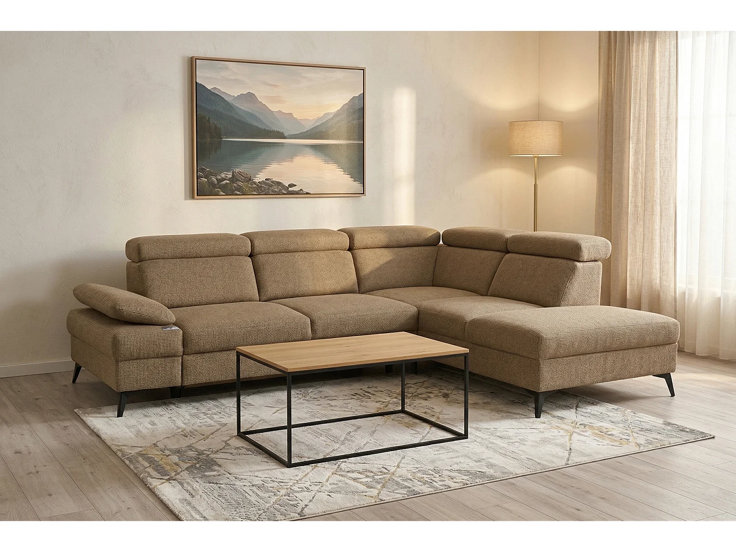 Canapé d’angle moderne Vigo avec fonction RELAX et appuie-têtes réglables – idéal pour le salon