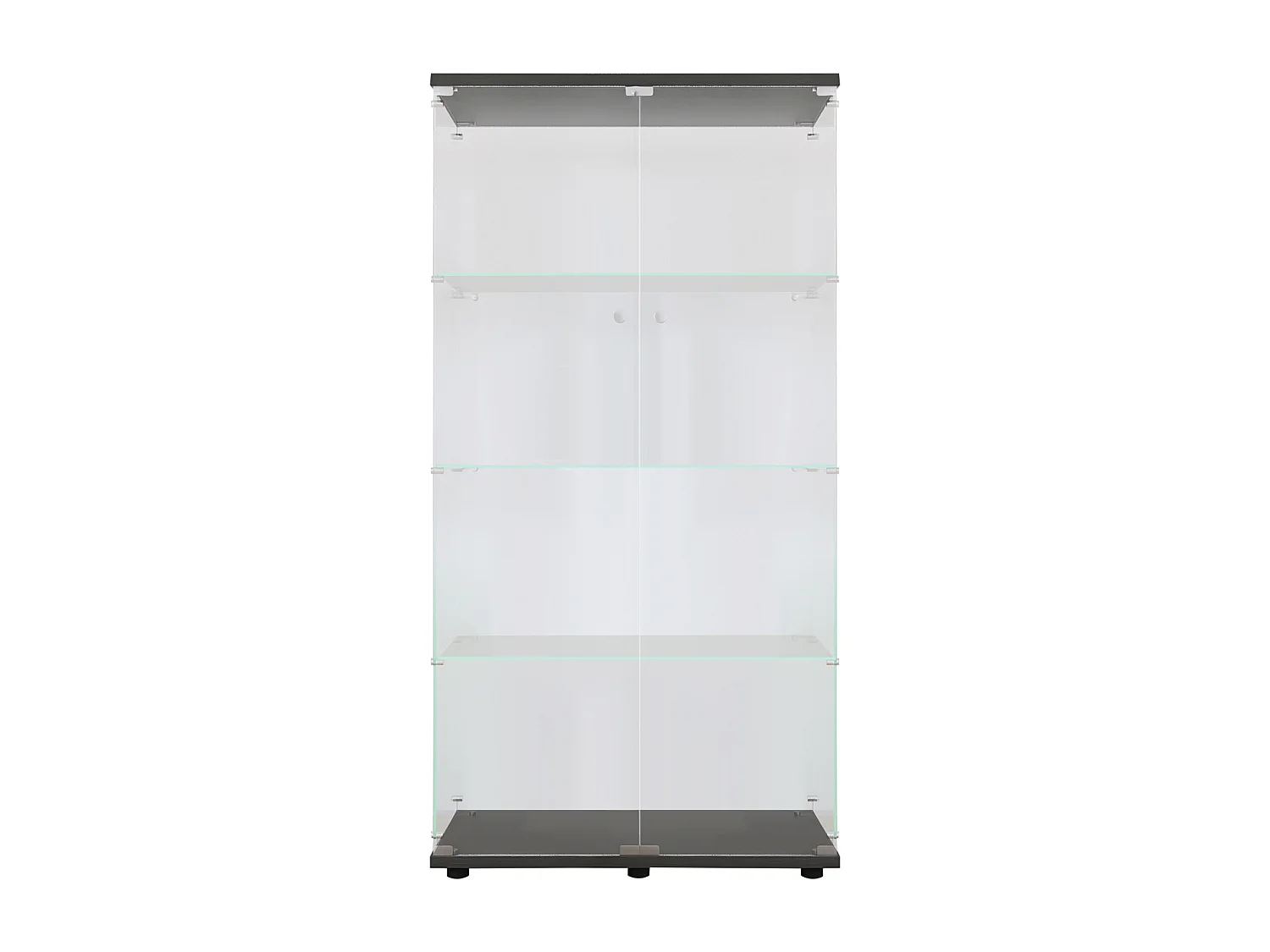 Vitrine debout au sol - 164,34 × 36,32 × 80,52 cm - avec 4 étagères 2 portes et serrure - verre trempé transparent - Noir