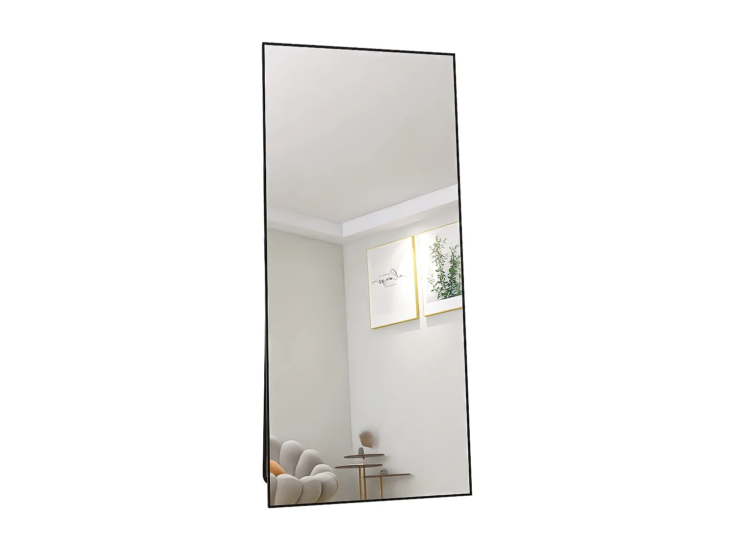 180 x 80 cm Miroir debout au sol - Rectangle Miroir à corps complet - avec cadre en aluminium - noir