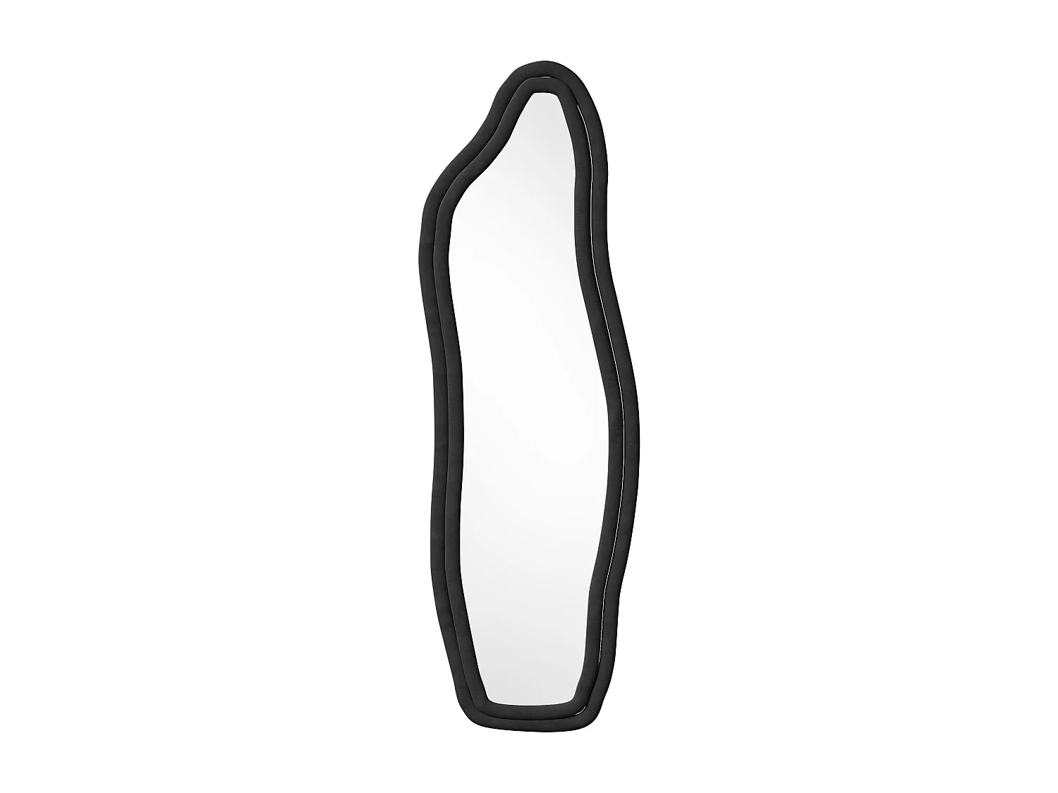 Miroir à corps complet - 160 x 50 x 3 cm - Forme incurvée irrégulière - avec cadre en flanelle - noir