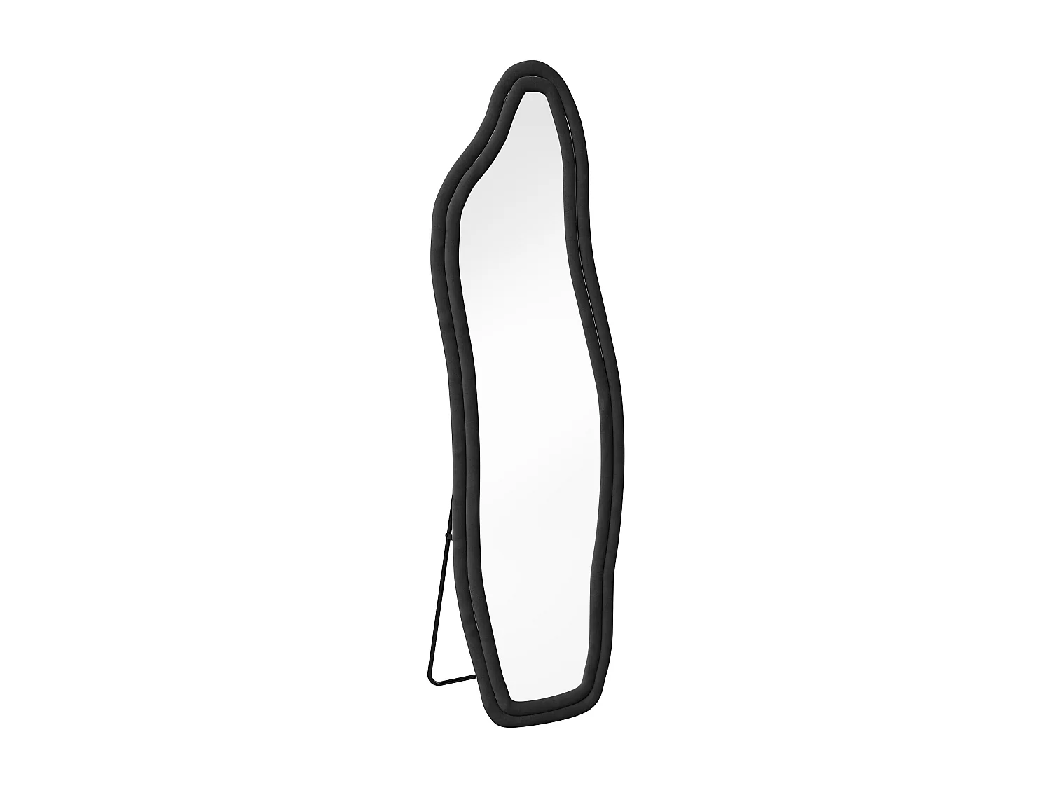 Miroir à corps complet - 160 x 50 x 3 cm - Forme incurvée irrégulière - avec cadre en flanelle - noir
