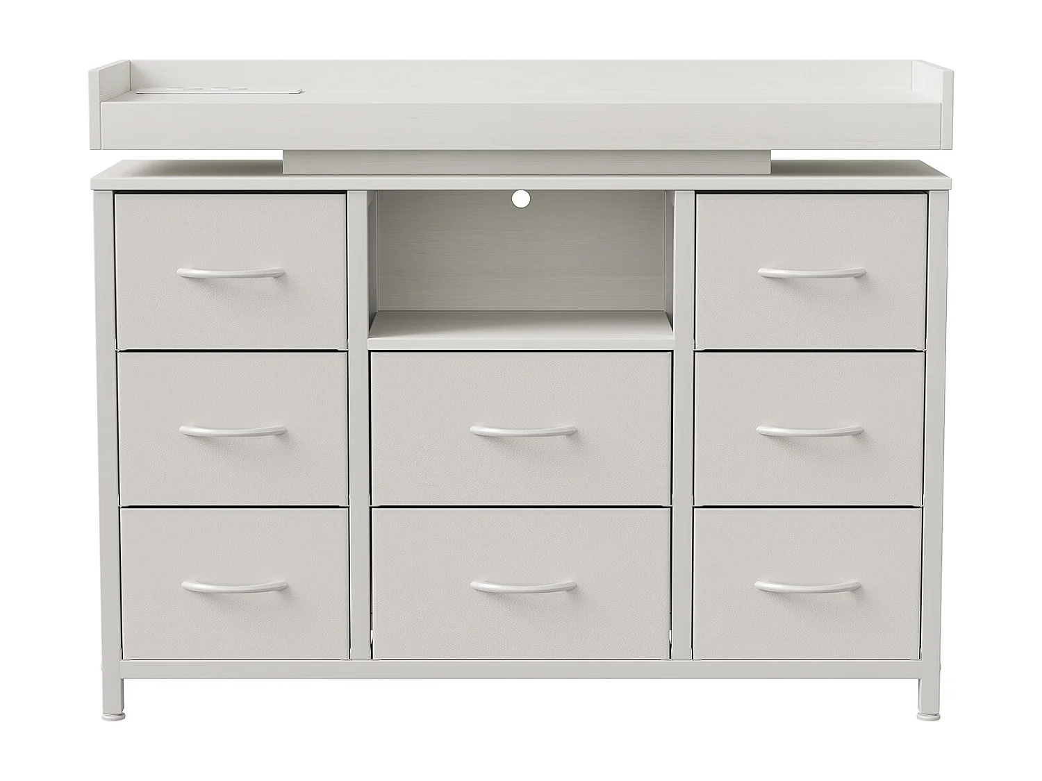 Armoire à 8 tiroirs - 108 x 30 x 82 cm - avec lumière LED RVB - avec prise de charge - blanc