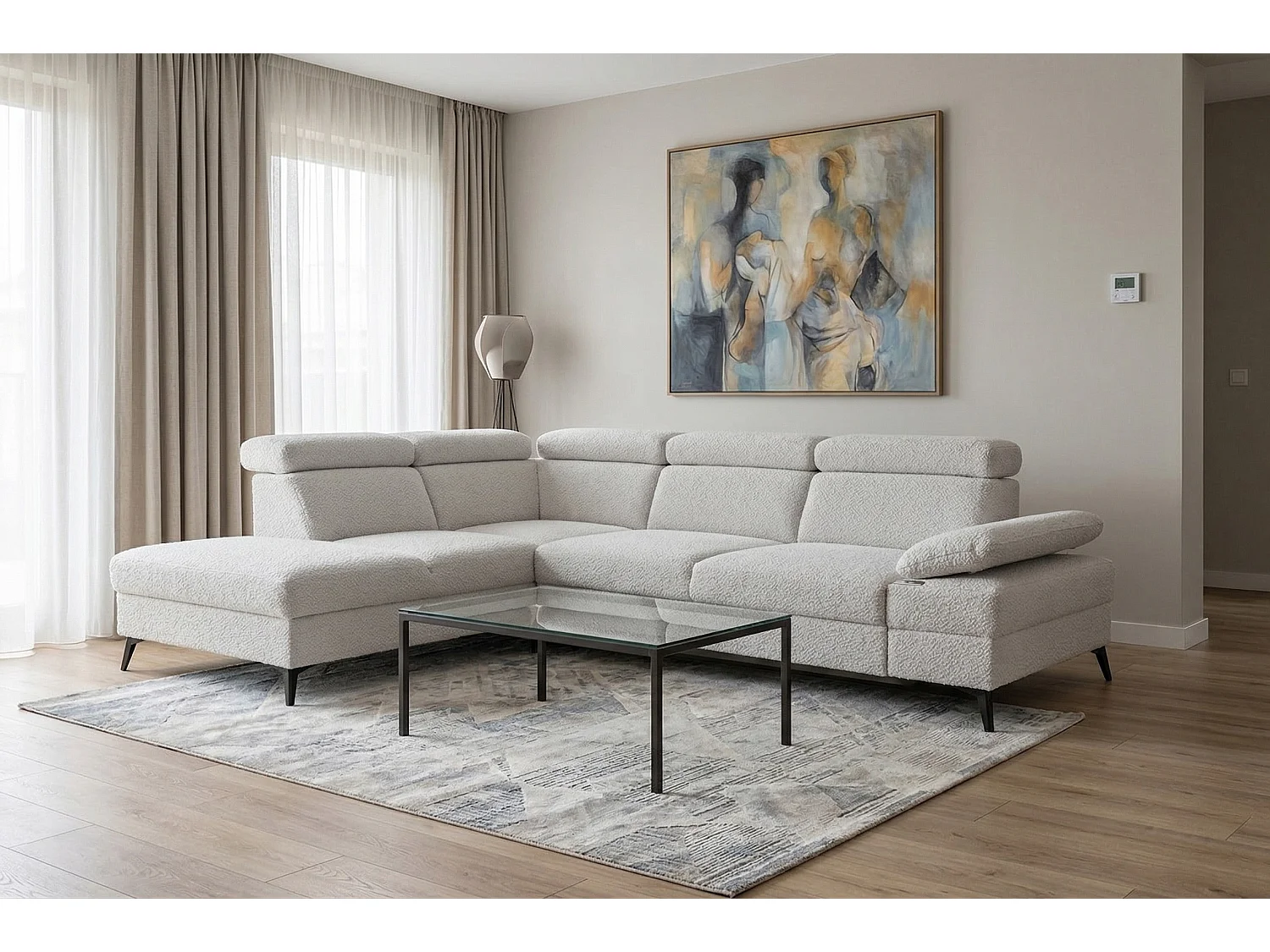 Canapé d’angle moderne Vigo avec fonction RELAX et appuie-têtes réglables – idéal pour le salon