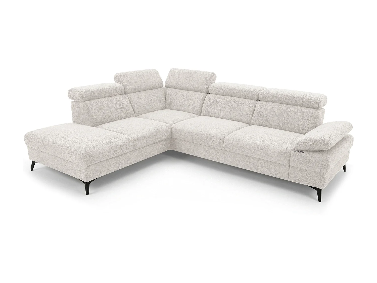 Nowoczesny narożnik Vigo z elektryczną funkcją relaks i ruchomymi zagłowkami- idealny do salonu