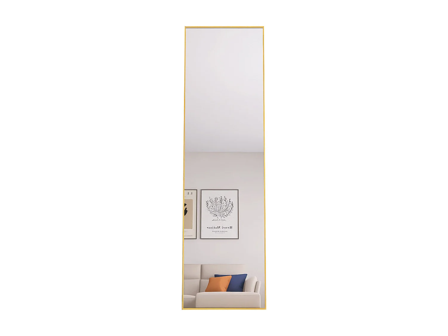 140x40cm Miroir plein corps - Miroir debout rectangle avec cadre en métal - Or