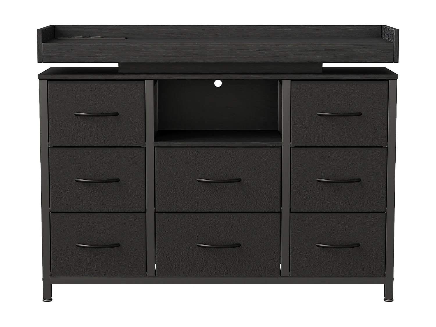 commode de tiroirs - - 108 x 30 x 82 cm - 8 tiroirs avec lumière LED RVB - avec prise de charge - noir