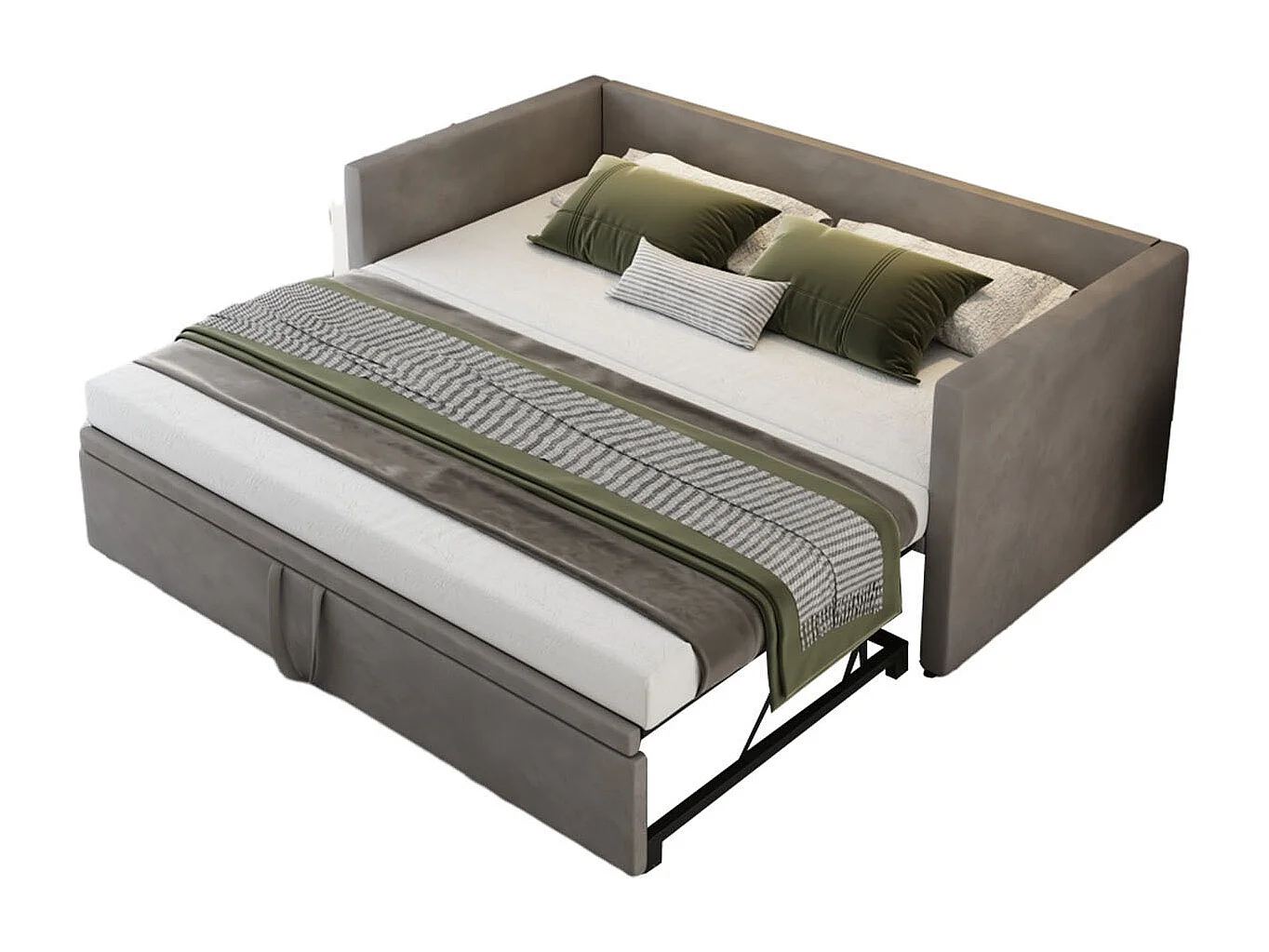 90 / 180 x 200 cm,Canapé-lit pliant - Tissu velours - Lits extensibles multifonctionnels - Gris