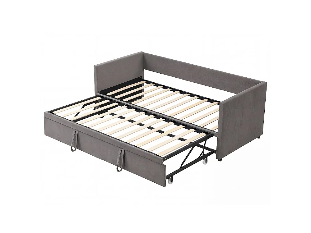 90 / 180 x 200 cm,Canapé-lit pliant - Tissu velours - Lits extensibles multifonctionnels - Gris