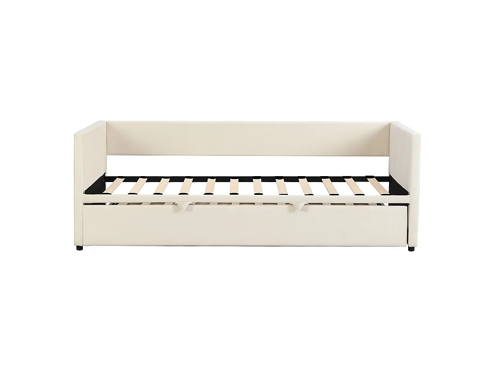 90 / 180 x 200 cm,Canapé-lit pliant - Tissu velours - Lits extensibles multifonctionnels - Beige