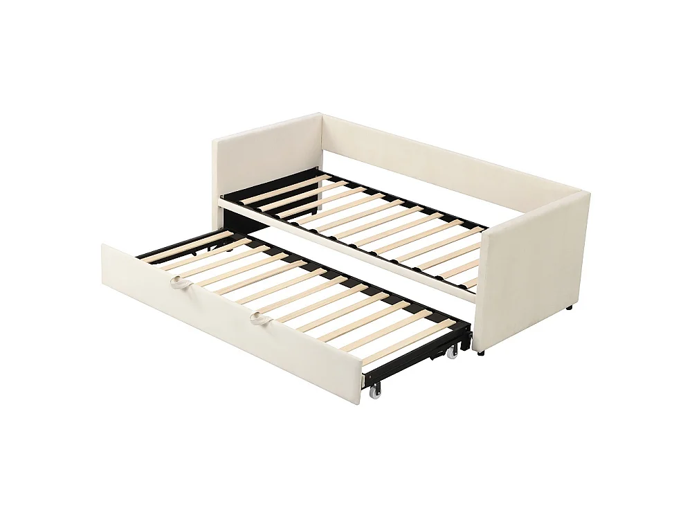 90 / 180 x 200 cm,Canapé-lit pliant - Tissu velours - Lits extensibles multifonctionnels - Beige