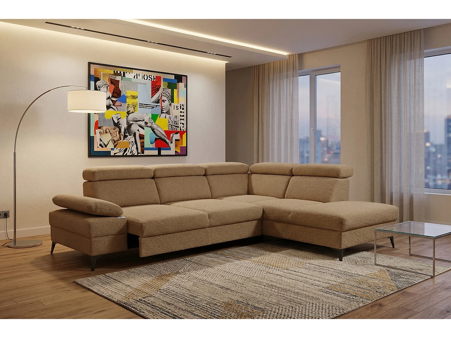 Moderner Ecksofa Vigo mit RELAX-Funktion und verstellbaren Kopfstützen – ideal für das Wohnzimmer