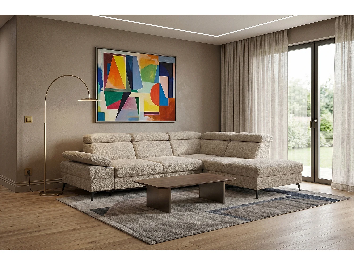 Moderne hoekbank Vigo met RELAX-functie en verstelbare hoofdsteunen – ideaal voor de woonkamer