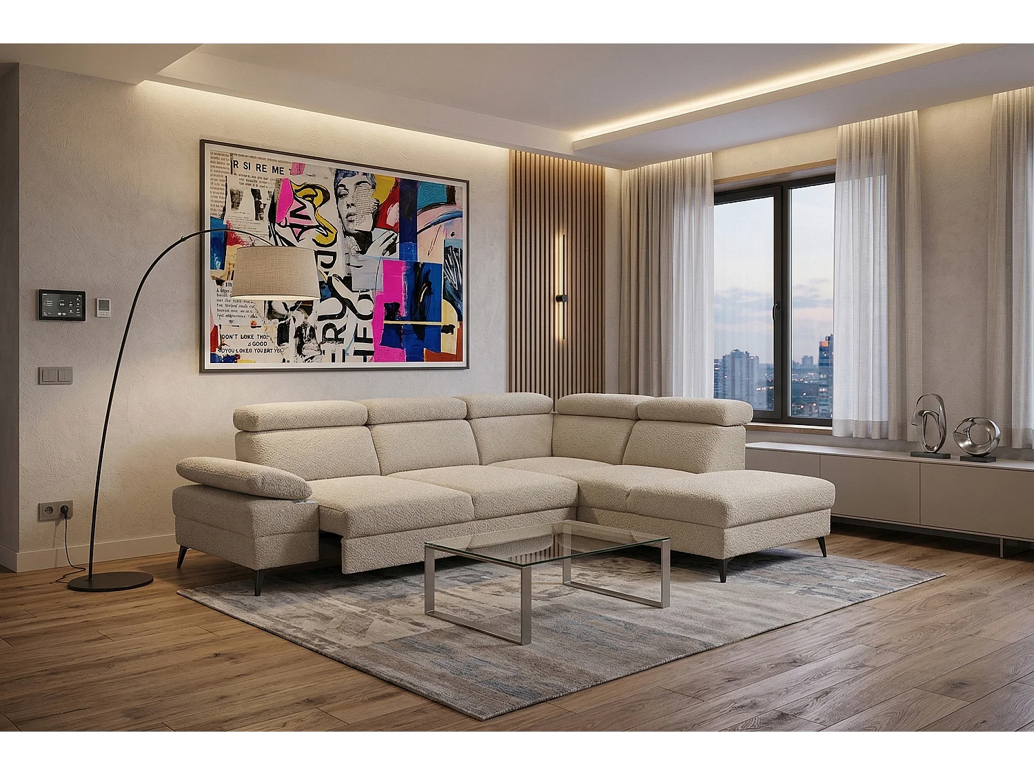 Moderne hoekbank Vigo met RELAX-functie en verstelbare hoofdsteunen – ideaal voor de woonkamer