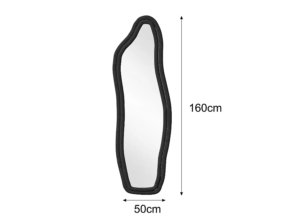 Unikt delfinformet helkropsspejl 160x50x3 cm Sort Flannelramme