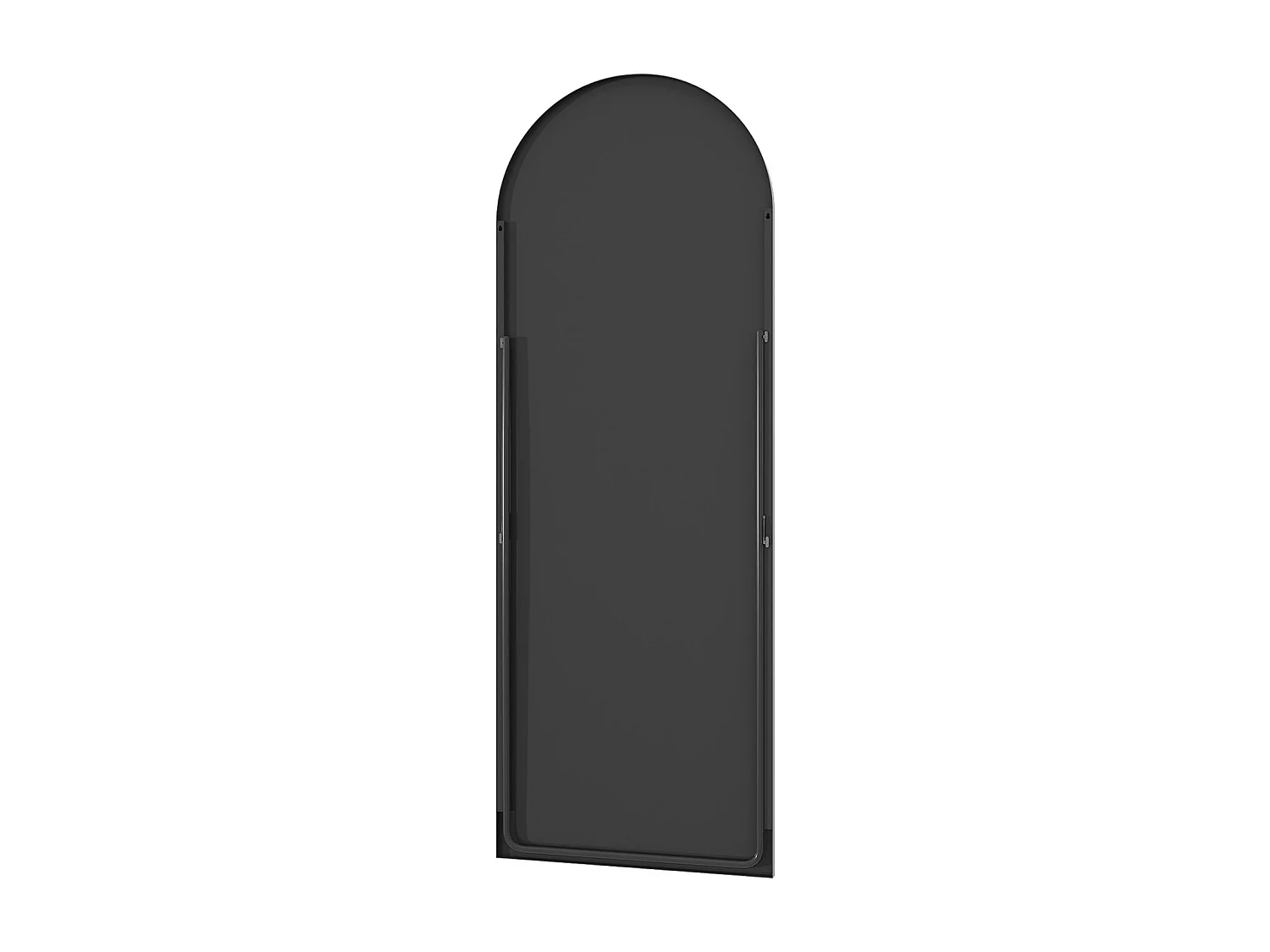 Miroir suspendu mural - 180 x 80 cm Miroir arcé pleine longueur - avec cadre en aluminium - noir