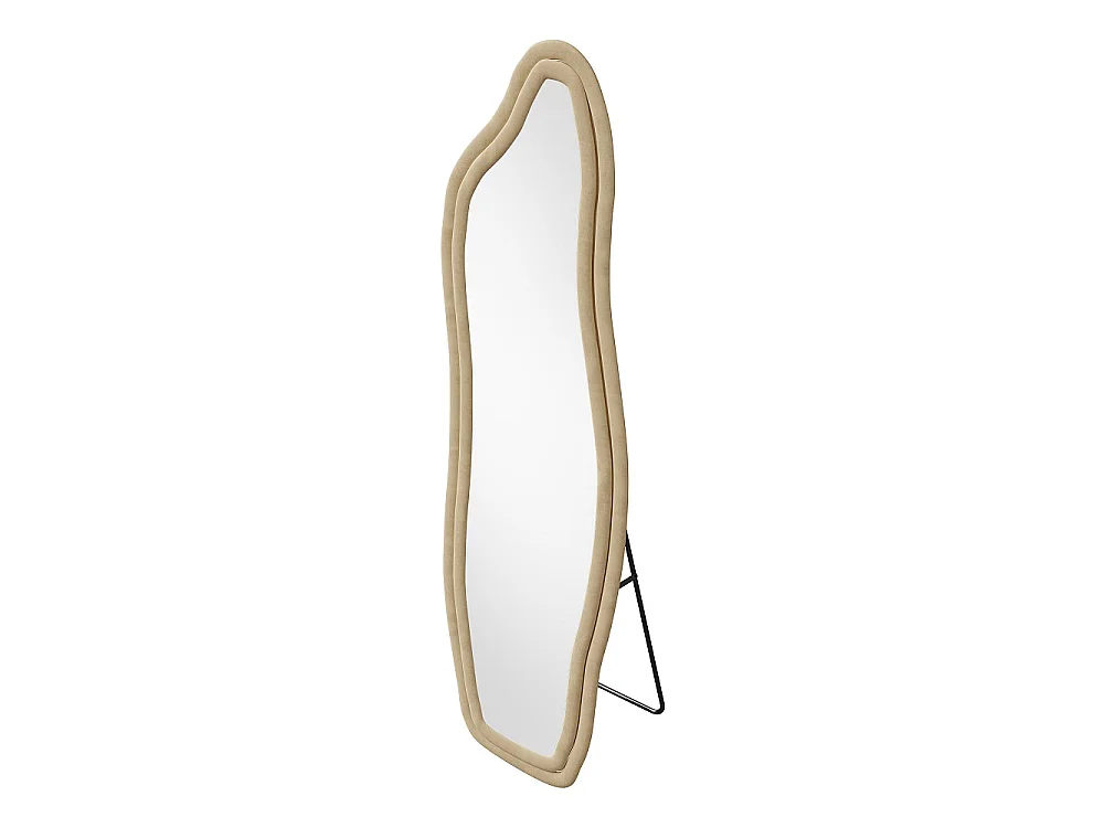 Miroir pleine longueur - 140 x 45 x 3 cm - Irrégulier en forme de dauphin - avec cadre en flanelle - jaune