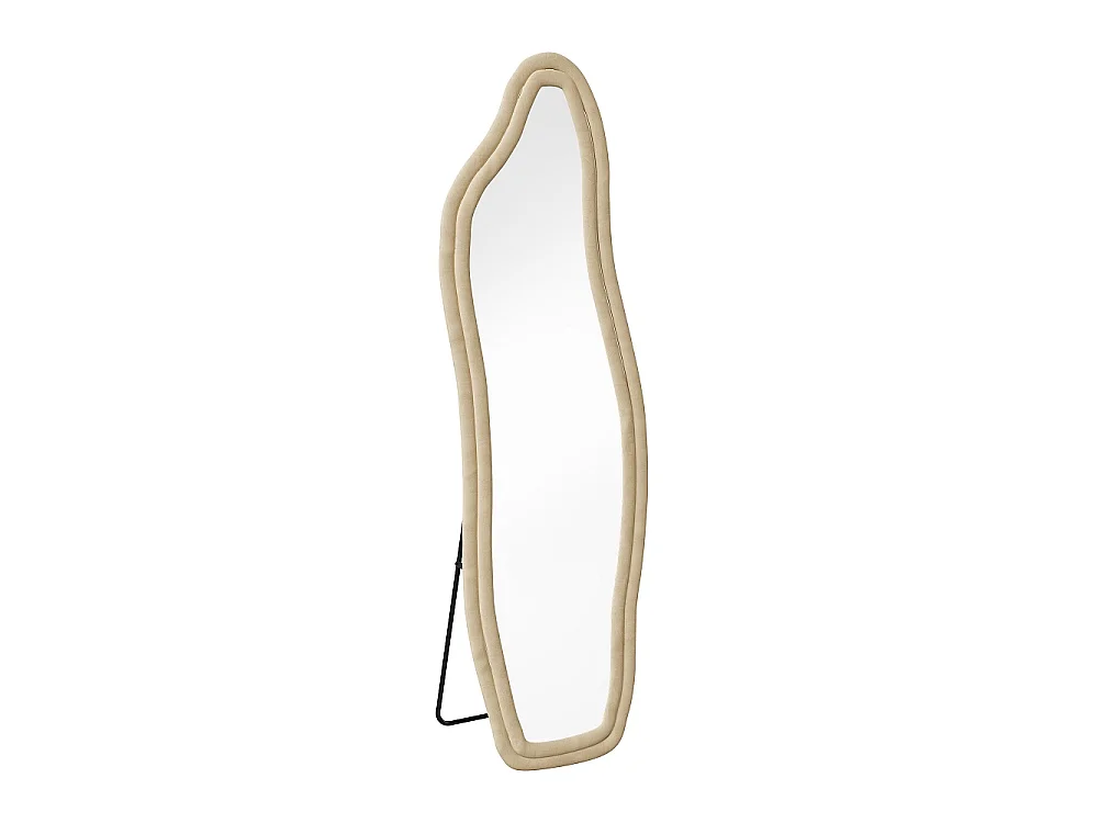 Miroir pleine longueur - 140 x 45 x 3 cm - Irrégulier en forme de dauphin - avec cadre en flanelle - jaune