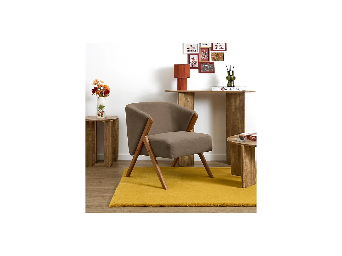 Fauteuil - HOME DECO FACTORY - Cotelet Jules - Confortable - Épuré - Marron