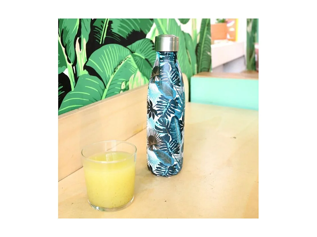 YOKO DESIGN Isolierflasche 500 ml Motiv Equador Edelstahl Doppelwand, hält 12h warm, 24h kalt, pflanzliches Design