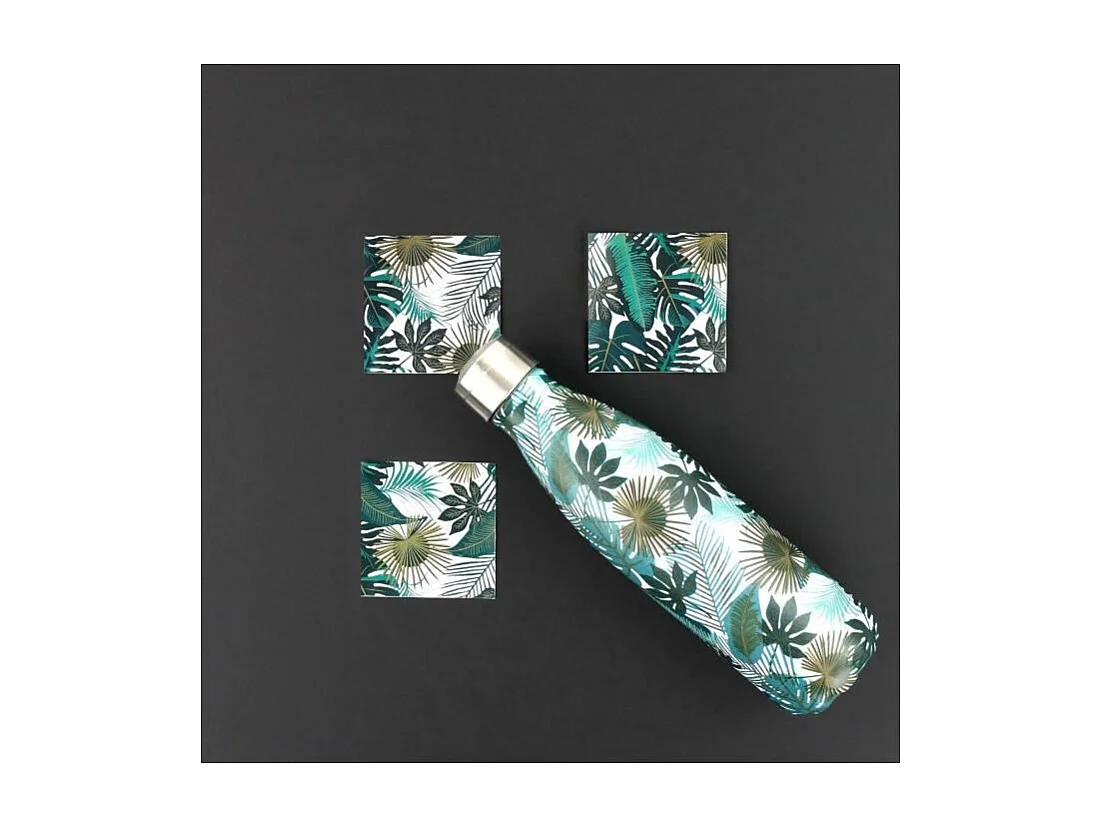 YOKO DESIGN Isolierflasche 500 ml Motiv Equador Edelstahl Doppelwand, hält 12h warm, 24h kalt, pflanzliches Design