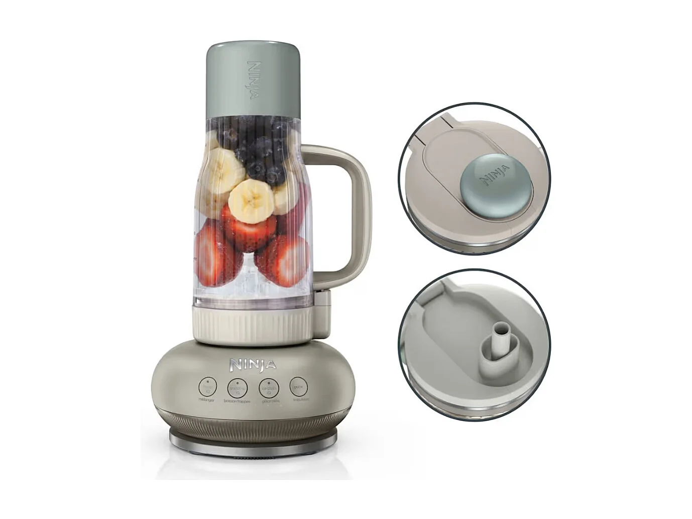 Blender Ninja BlendBoss DB351EUST 1100W 0,71L Kolor Kamień z Plastikowym Dzbankiem i Ostrzami ze Stali Nierdzewnej