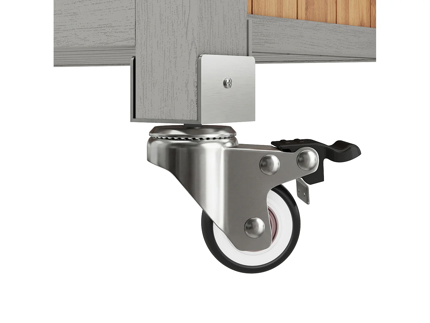 Servierwagen für den Garten aus Massivholz mit Edelstahl-Platte und Ausziehbretter - Mobiler Grillwagen auf Rädern mit Haken - Vintage-Stil - Grau