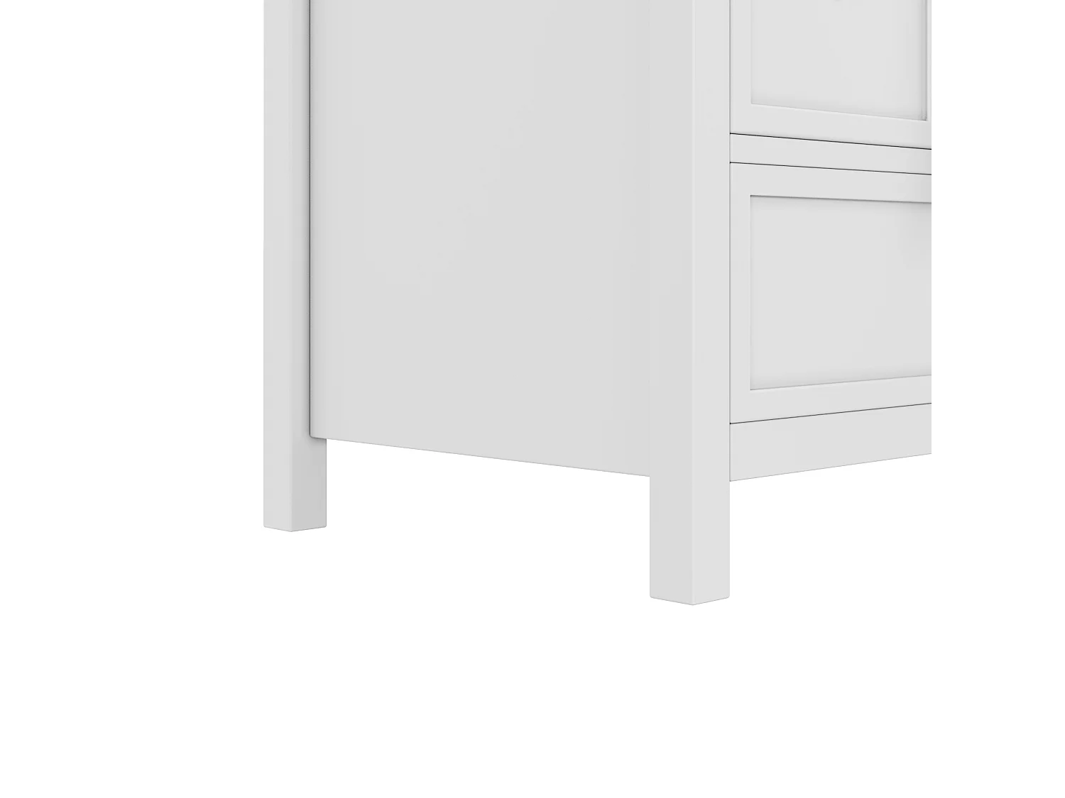 Meuble de salle de bain sur pied 120x50x86.5 cm - Finition laquée - 4 tiroirs et 2 poignées de porte - Vasque en résine - Blanc