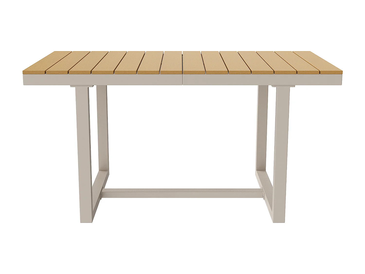 Salon de Jardin Repas 7 Pièces - Table 140cm Plateau Effet Bois et 6 Chaises en Corde Tressée avec Coussins - Aluminium Résistant - Beige et Gris Clair