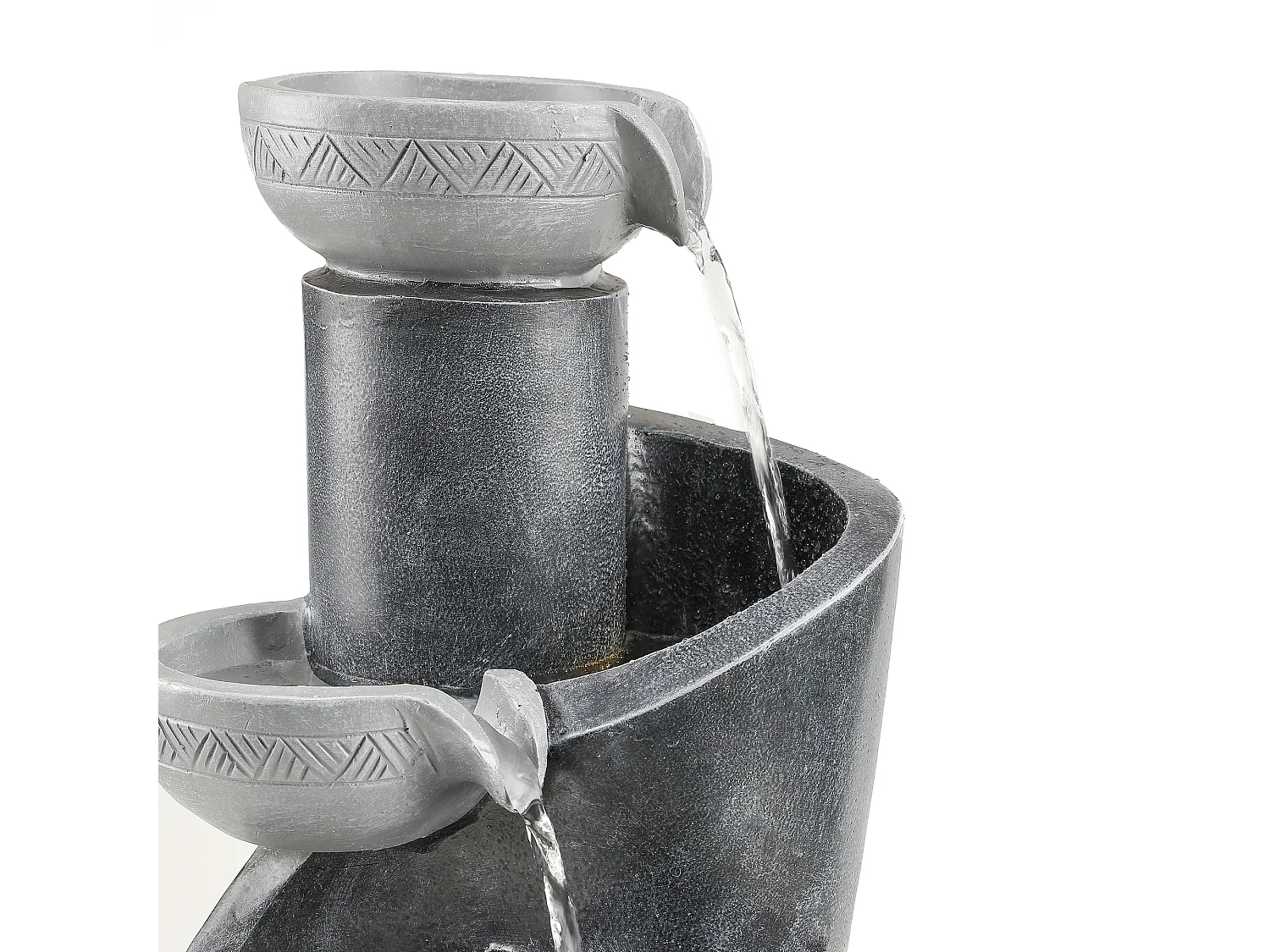 Fontaine de Jardin Design Cascade à 3 Bassins avec Éclairage LED - Décoration d'Extérieur et d'Intérieur Aspect Pierre - Pompe Incluse - Gris Anthracite