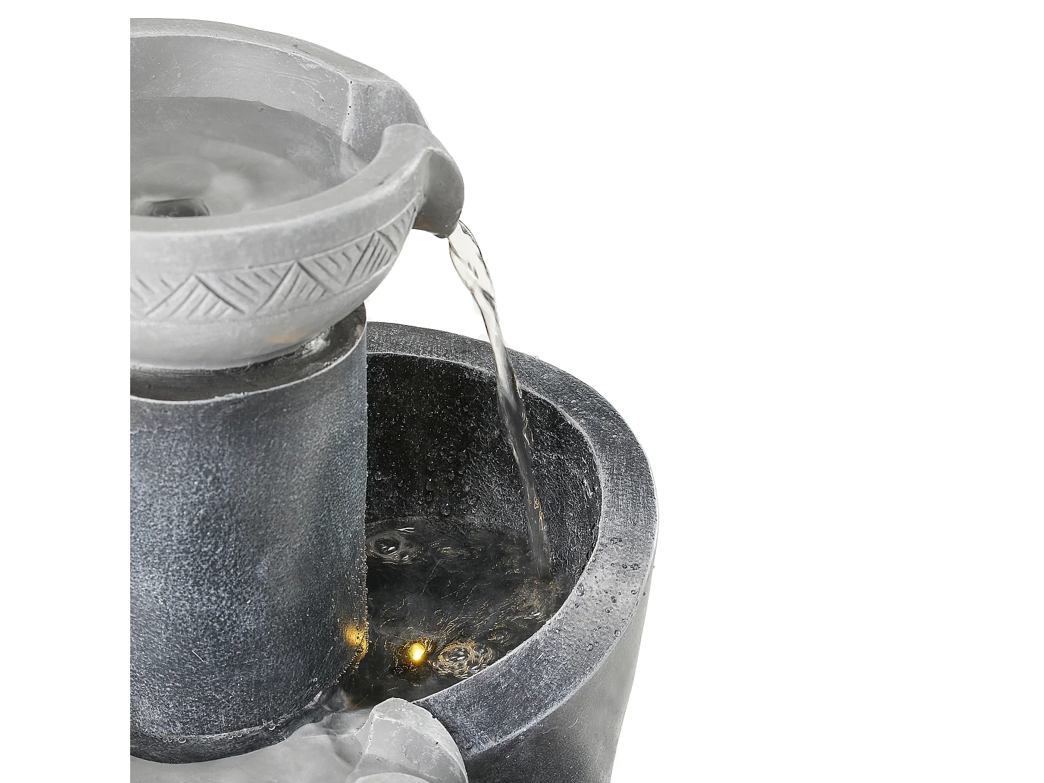 Fontaine de Jardin Design Cascade à 3 Bassins avec Éclairage LED - Décoration d'Extérieur et d'Intérieur Aspect Pierre - Pompe Incluse - Gris Anthracite