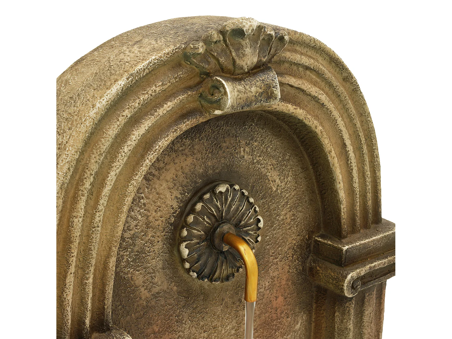 Fontaine de Jardin Murale Antique avec LED - Cascade d'Extérieur Design Européen à Arches en Résine - 50x32x90cm - Style Vieux Pierre - Marron