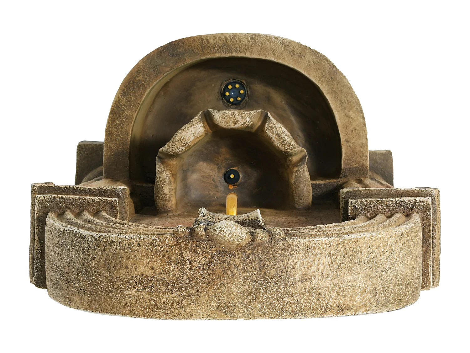 Fontaine de Jardin Murale Antique avec LED - Cascade d'Extérieur Design Européen à Arches en Résine - 50x32x90cm - Style Vieux Pierre - Marron