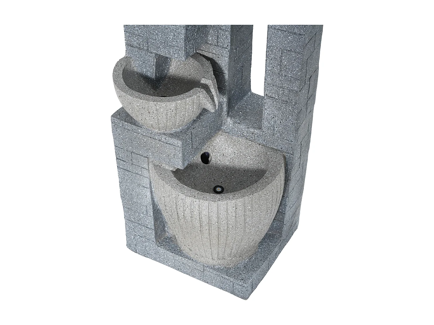 Fontaine de Jardin Cascade 80cm avec LED - Décoration d'Extérieur Design Pierre Schiste en Résine - Idéal pour Terrasse et Balcon - Gris Roche