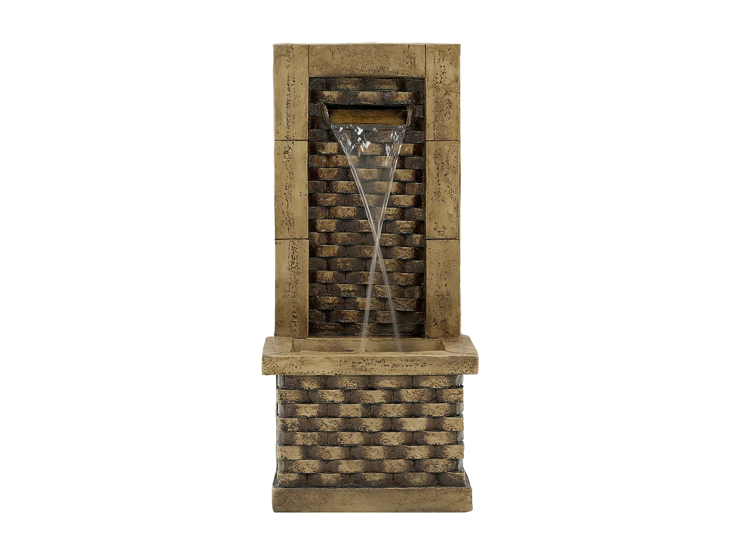 Fontaine de Jardin Murale Design Antique avec Éclairage LED - Cascade d'Extérieur en Résine Aspect Pierre - 37x31,5x89cm - Décoration Zen - Beige