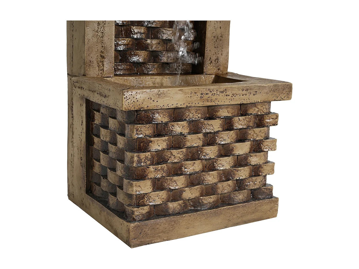 Fontaine de Jardin Murale Design Antique avec Éclairage LED - Cascade d'Extérieur en Résine Aspect Pierre - 37x31,5x89cm - Décoration Zen - Beige