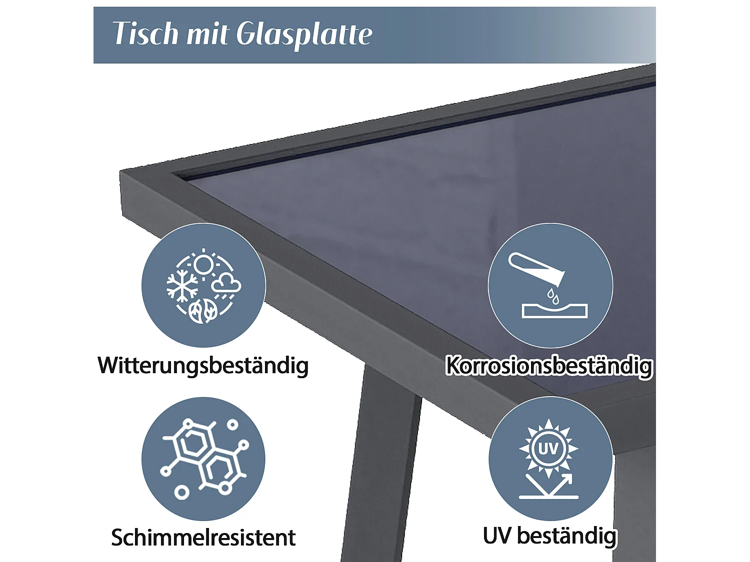 Ensemble Repas d'Angle 6 Places - Canapé en L avec Table Haute en Verre - Finition Corde Tressée - Acier Galvanisé Robuste - Gris
