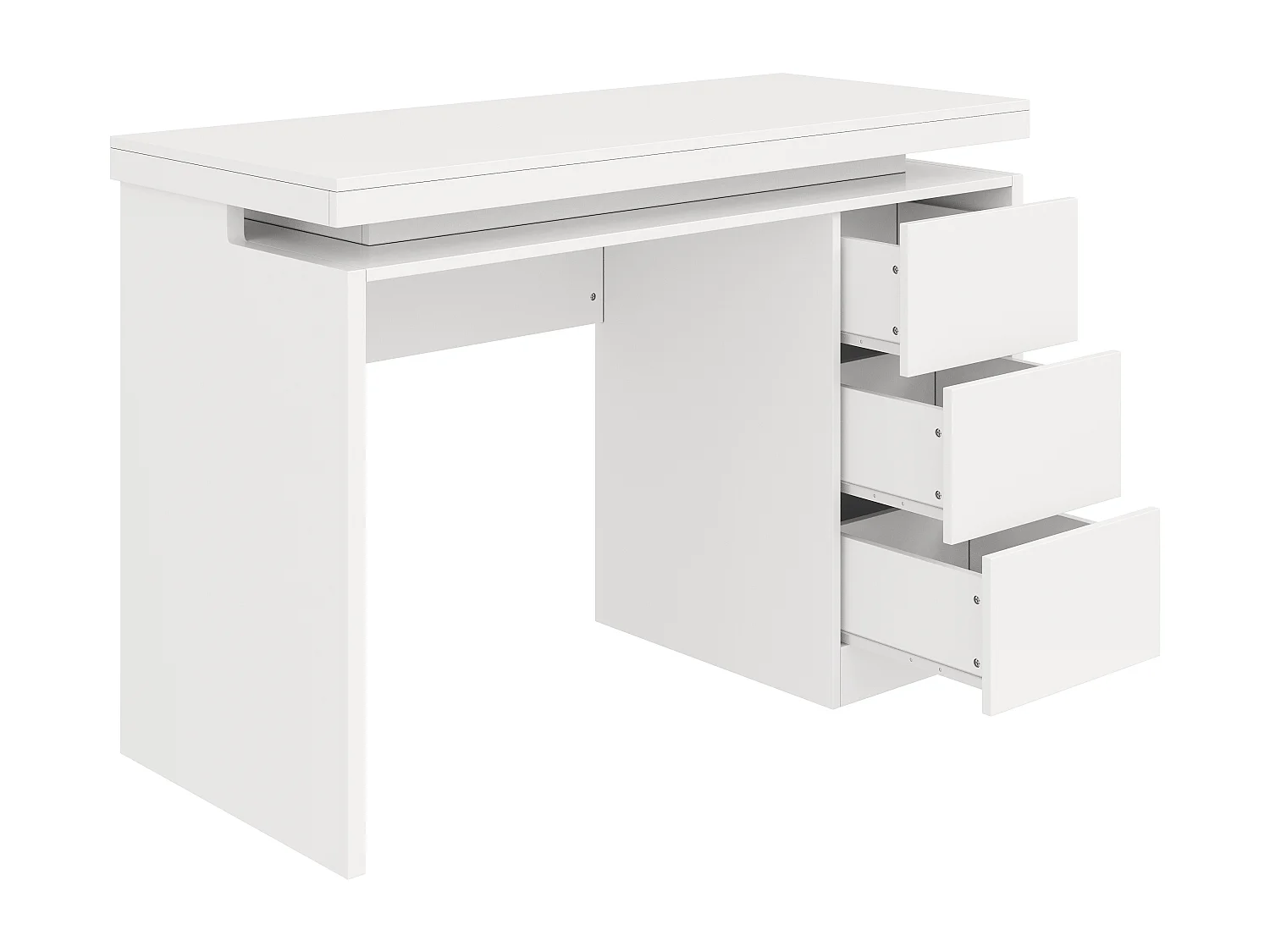 Moderner Schreibtisch mit LED-Beleuchtung 120×50×78,5 cm - Mit 3 Schubladen - Erweiterte und verlängerte Tischplatte - Verstärkte Füße - MDF - Weiß