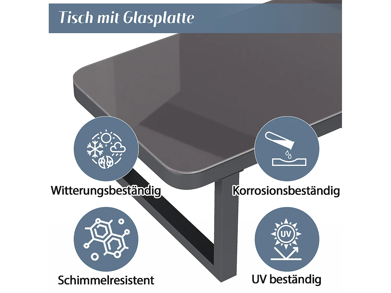 Salon de Jardin d'Angle 6 Places - Canapé en L avec Finition Corde Tressée - Table Basse en Verre Trempé - Acier Galvanisé Robuste - Gris