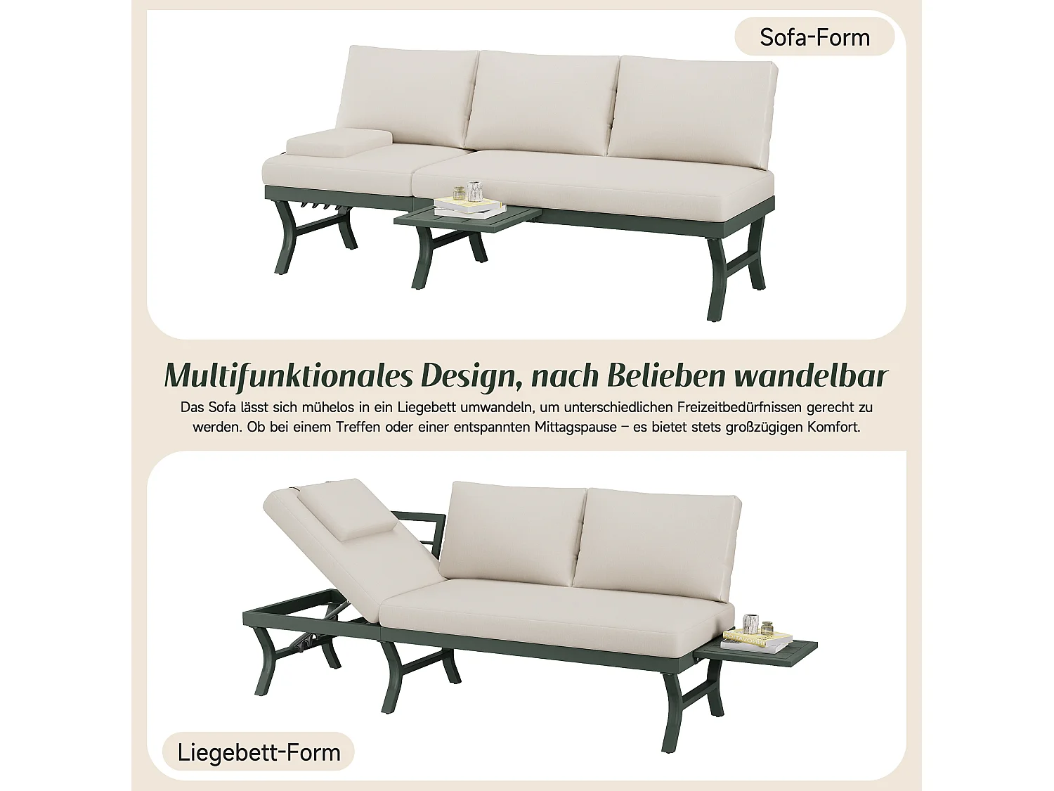 Salon Ogrodowy Narożny z Akacji - Kanapa ze Stolikiem Kawowym - Ręcznie Pleciony Sznur - Poduszki Odporny na Wilgoć - Zielony