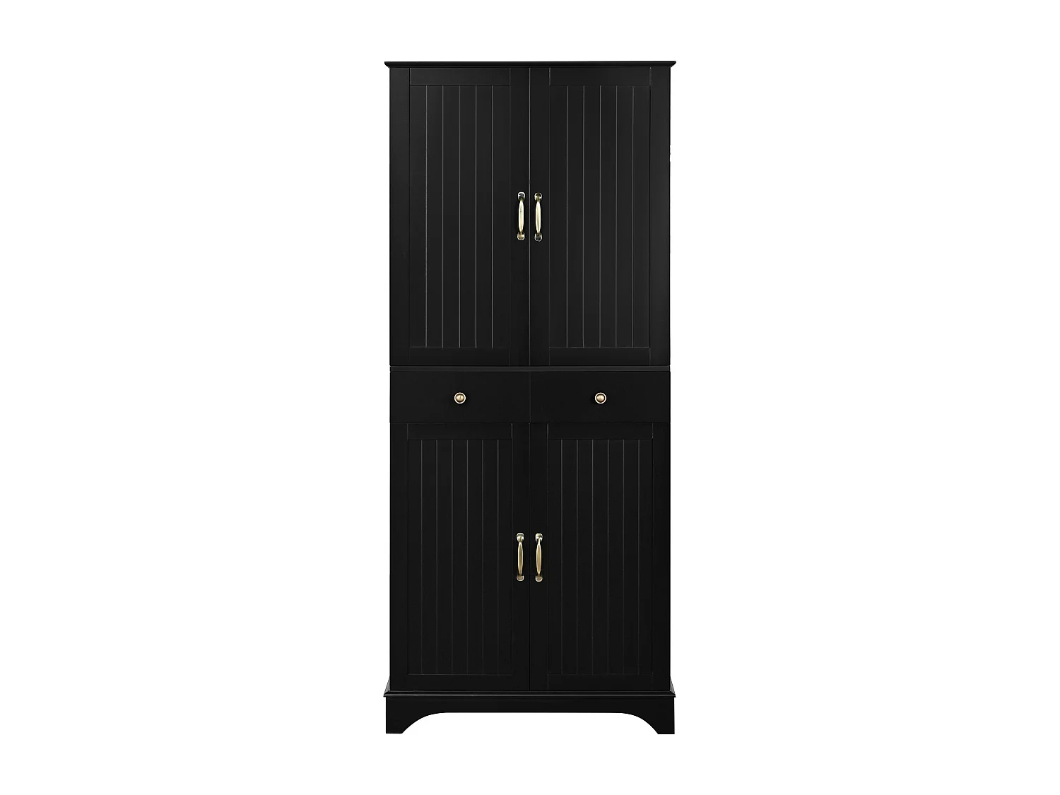 Buffet de cuisine moderne 77x40x181cm - étagère réglable - avec 2 tiroirs et 4 portes - Noir