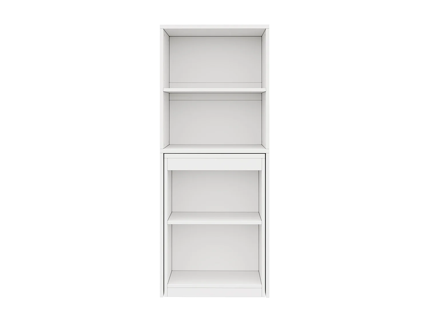 Bureau pliant 130x51x137 cm - Bureau et bibliothèque 2 en 1 robustes - 4 compartiments de rangement - Panneaux de particules - Blanc