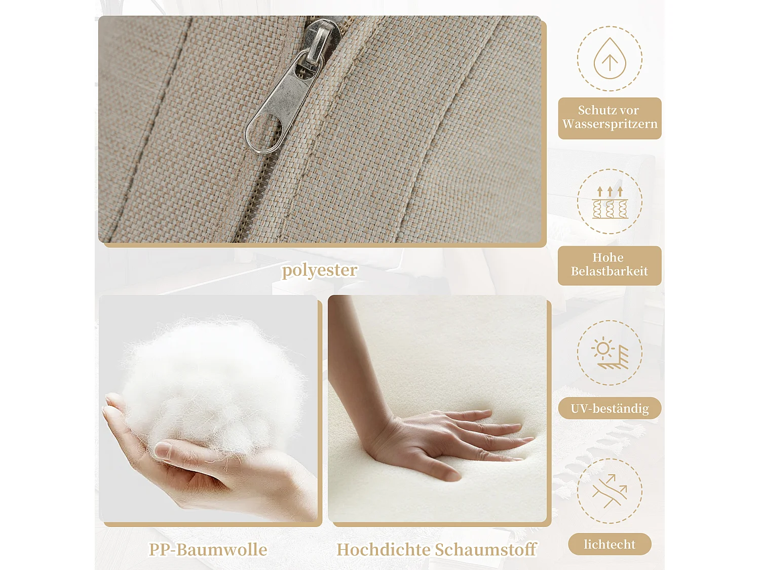 Salon de Jardin 7 Places avec Table Basse en Verre - Ensemble Canapés et Fauteuils en Corde Teslin Tressée - Acier Galvanisé - Khaki