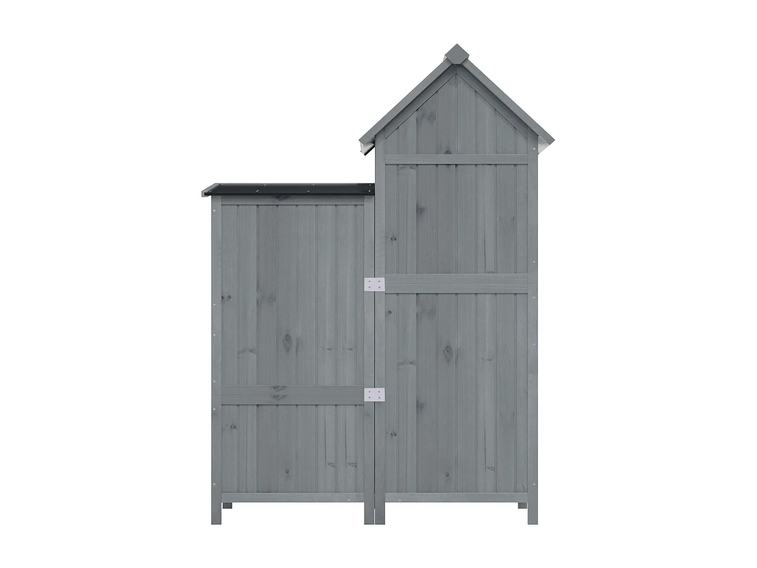 Armoire de Jardin en Bois de Sapin avec Toit Étanche - Abri à Outils à Double Porte avec Étagères et Espace pour Longs Manches - 110x52x170cm - Gris