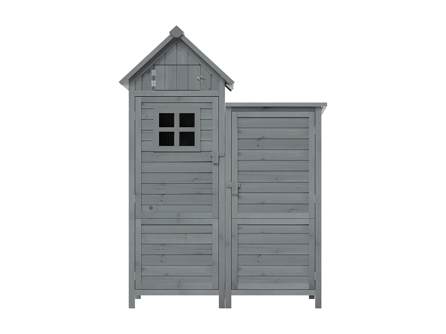 Armoire de Jardin en Bois de Sapin avec Toit Étanche - Abri à Outils à Double Porte avec Étagères et Espace pour Longs Manches - 110x52x170cm - Gris