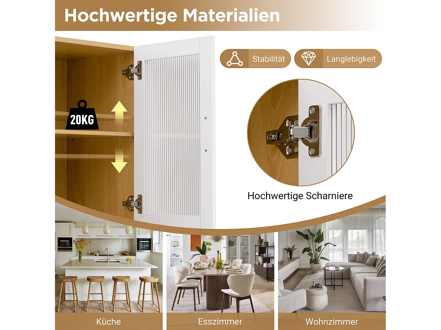 Buffet de cuisine moderne 100x40x200cm - avec tiroirs et étagères réglables - verre rayé - Blanc + Naturel