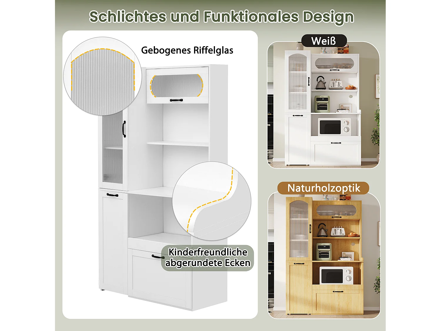 Buffet de cuisine moderne 98x40x177cm - avec des étagères ouvertes - avec 2 tiroirs et 2 portes - Blanc